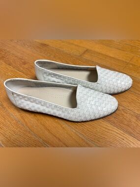 Trotters White Woven Leather Slip-On Loafers